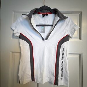 Team McLaren Mercedes White Polo with Gray & Red Accents